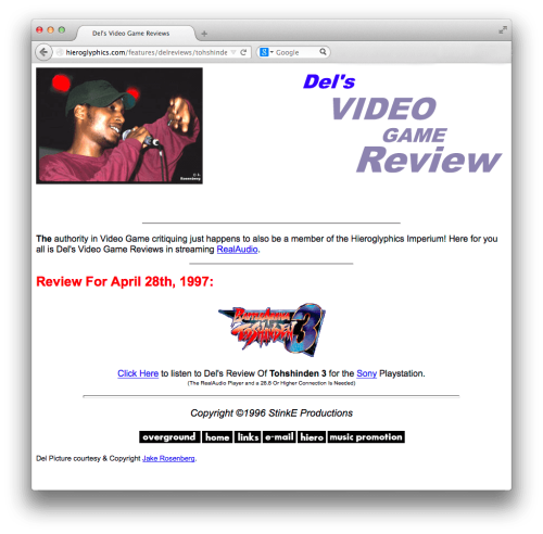 Del's Toshinden 3 review as it appeared on Hieroglyphics.com in 1997